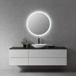 Dimora Round Frameless Modern Bathroom/Vanity LED Lighted Wall Mirror, 32" -Warm Bathroom b6b151e102b35289 8097 w800 h800 b0 p0