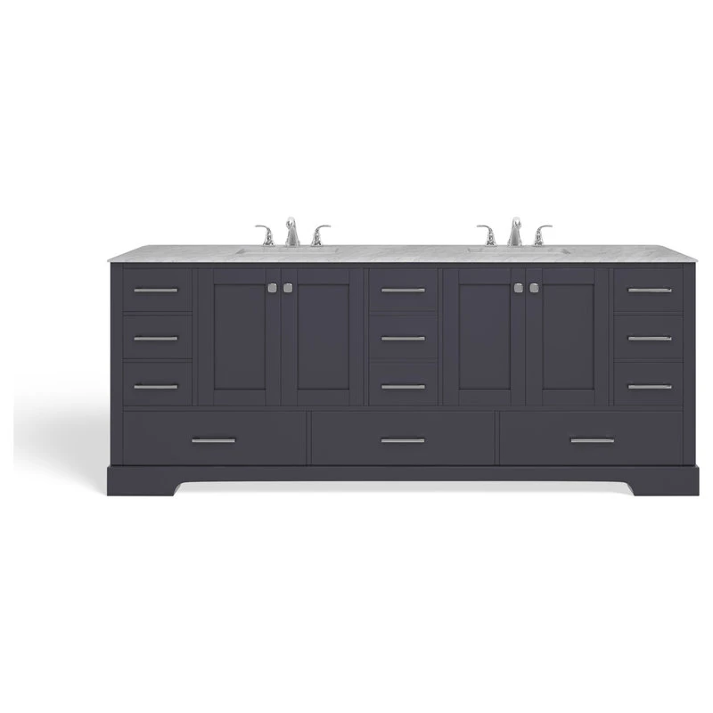 The Laurel Bathroom Vanity, Deep Gray, 84", Double Sink, Freestanding 9 The Laurel Bathroom Vanity, Deep Gray, 84", Double Sink, Freestanding - Image 9