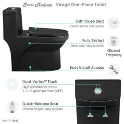 Virage One Piece Elongated Dual Flush Toilet 0.8/1.28 Gpf, Matte Black 19 Virage One Piece Elongated Dual Flush Toilet 0.8/1.28 Gpf, Matte Black -Warm Bathroom b76186a800f6d3ba 9273 w800 h800 b1 p0