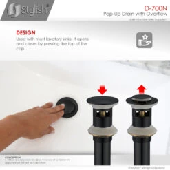 Bathroom Vanity Sink Pop-Up Drain With Overflow, Matte Black -Warm Bathroom b7b10a75009ae319 0382 w800 h800 b0 p0