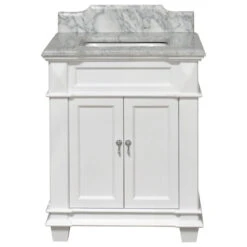 Elizabeth 30" Single Bathroom Vanity In White With Carrara Marble Top -Warm Bathroom b7d17a9801a6b647 2508 w800 h800 b1 p0