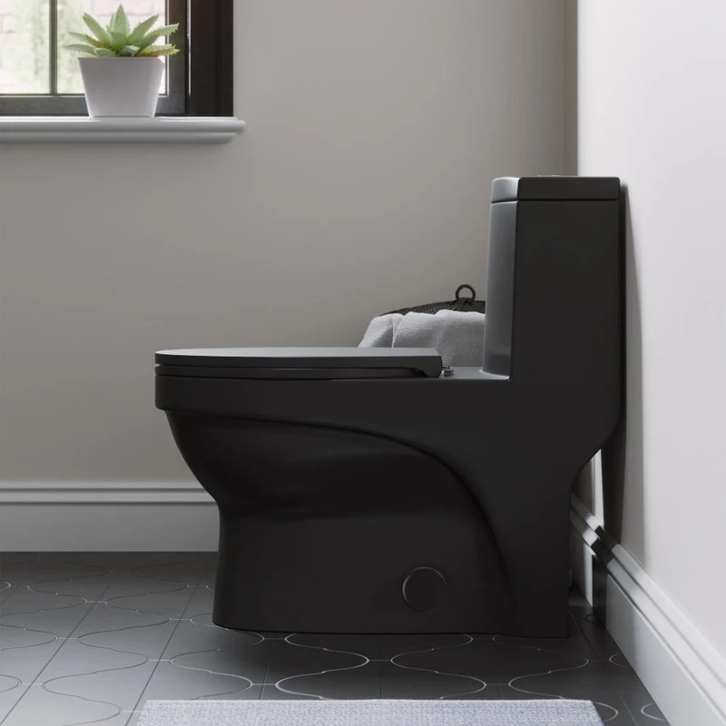 Virage One Piece Elongated Dual Flush Toilet 0.8/1.28 Gpf, Matte Black 6 Virage One Piece Elongated Dual Flush Toilet 0.8/1.28 Gpf, Matte Black - Image 6