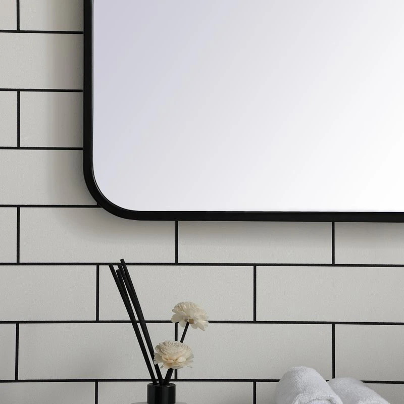 Ellis Soft Corner Metal Rectangular Mirror, Black, 30"x60" 4 Ellis Soft Corner Metal Rectangular Mirror, Black, 30"x60" - Image 4