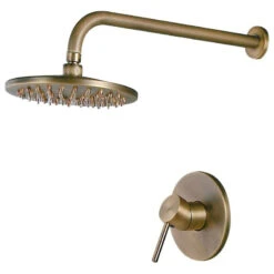 Brewst Round Rain Showerhead Only Wall Mount Shower System, Antique Brass
