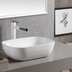 ELANTI EC1801 Porcelain Rectangular Vessel Sink, White -Warm Bathroom b8e184fb0b86aba8 6273 w800 h800 b0 p0