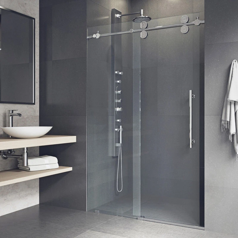 VIGO 64x74 Elan Frameless Sliding Shower Door, Chrome 7 VIGO 64x74 Elan Frameless Sliding Shower Door, Chrome - Image 7