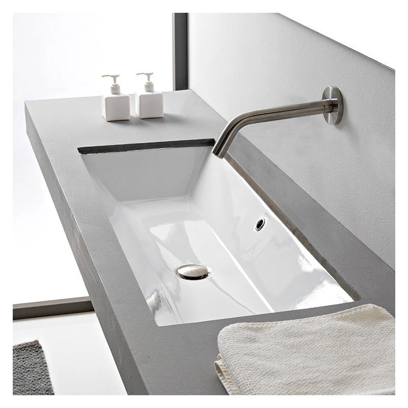 Rectangular Small White Ceramic Undermount Sink, No Hole 3 Rectangular Small White Ceramic Undermount Sink, No Hole - Image 3