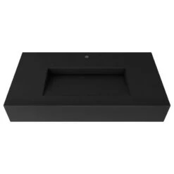 Pyramid Solid Surface Bathroom Vanity Top, Black, 36", Standard