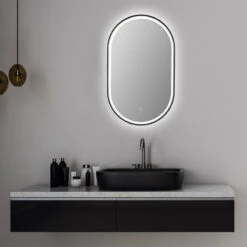 Oleggio Oval 36" Framed Bathroom/Vanity LED Lighted Wall Mirror, Matte Black 19 Oleggio Oval 36" Framed Bathroom/Vanity LED Lighted Wall Mirror, Matte Black -Warm Bathroom bb61c76102888275 8111 w800 h800 b0 p0