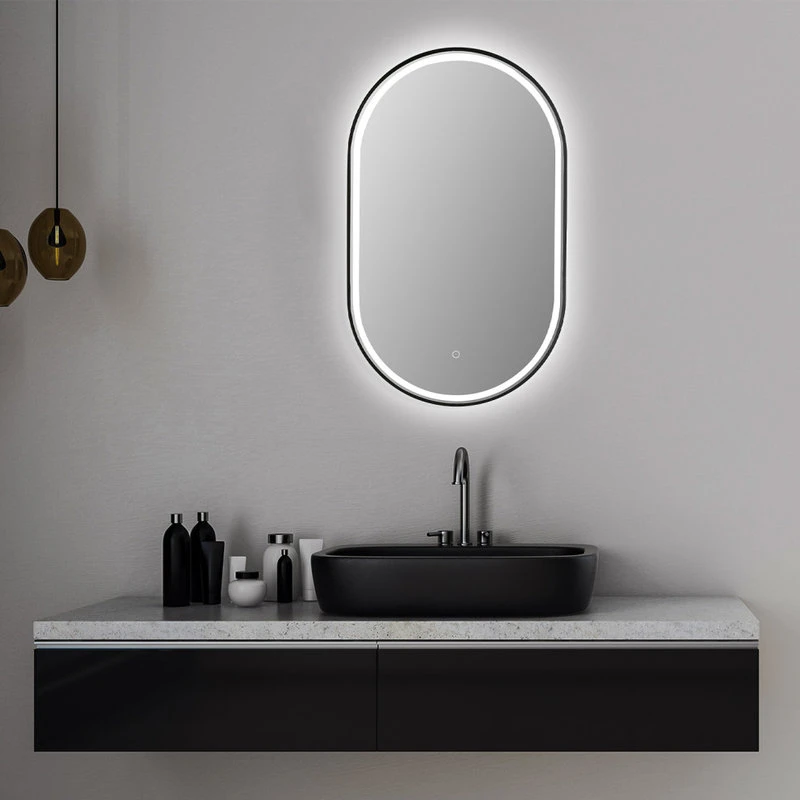 Oleggio Oval 36" Framed Bathroom/Vanity LED Lighted Wall Mirror, Matte Black 10 Oleggio Oval 36" Framed Bathroom/Vanity LED Lighted Wall Mirror, Matte Black - Image 10