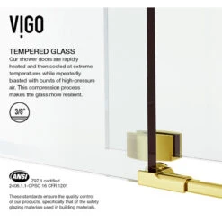 VIGO 34"x46" Frameless 3/8" Shower, Without Base, Matte Gold -Warm Bathroom bb816a990f60b8ff 5940 w800 h800 b1 p0