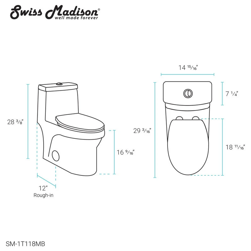 Virage One Piece Elongated Dual Flush Toilet 0.8/1.28 Gpf, Matte Black 13 Virage One Piece Elongated Dual Flush Toilet 0.8/1.28 Gpf, Matte Black - Image 13