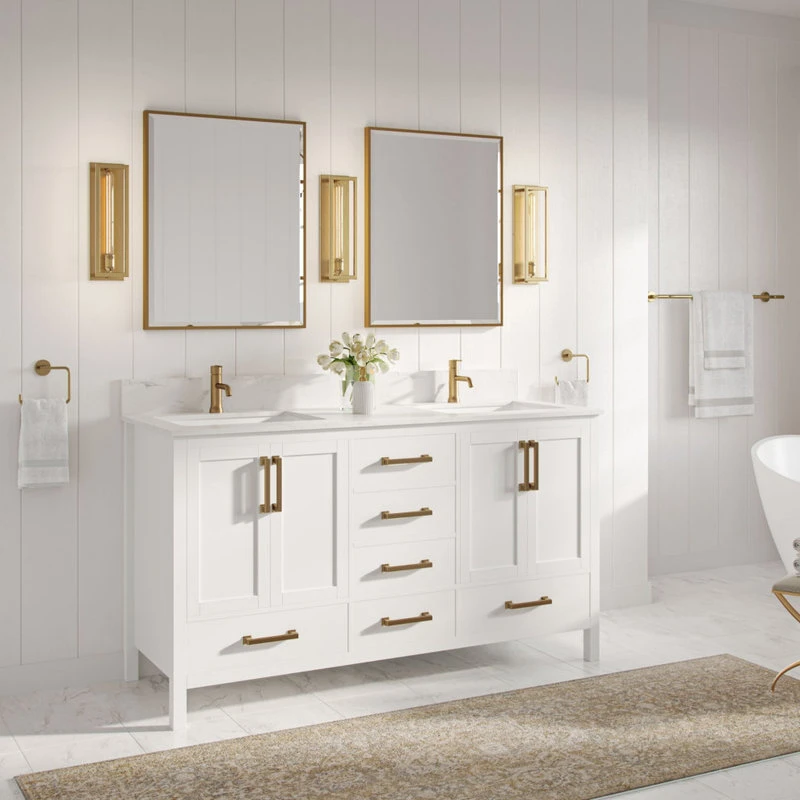Eleanor Bath Vanity, White, 60", Double Sink, Freestanding 2 Eleanor Bath Vanity, White, 60", Double Sink, Freestanding - Image 2