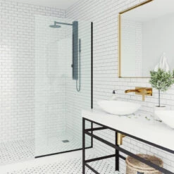 VIGO Frameless Fixed Shower Screen With Clear Glass, Matte Black 10 VIGO Frameless Fixed Shower Screen With Clear Glass, Matte Black -Warm Bathroom bc012ac00faaba5d 8778 w800 h800 b0 p0