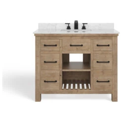 Rawley Bath Vanity, Weathered Fir, 42", Single Sink, Marble Top, Freestanding -Warm Bathroom bc1165a703c73d92 2294 w800 h800 b1 p0