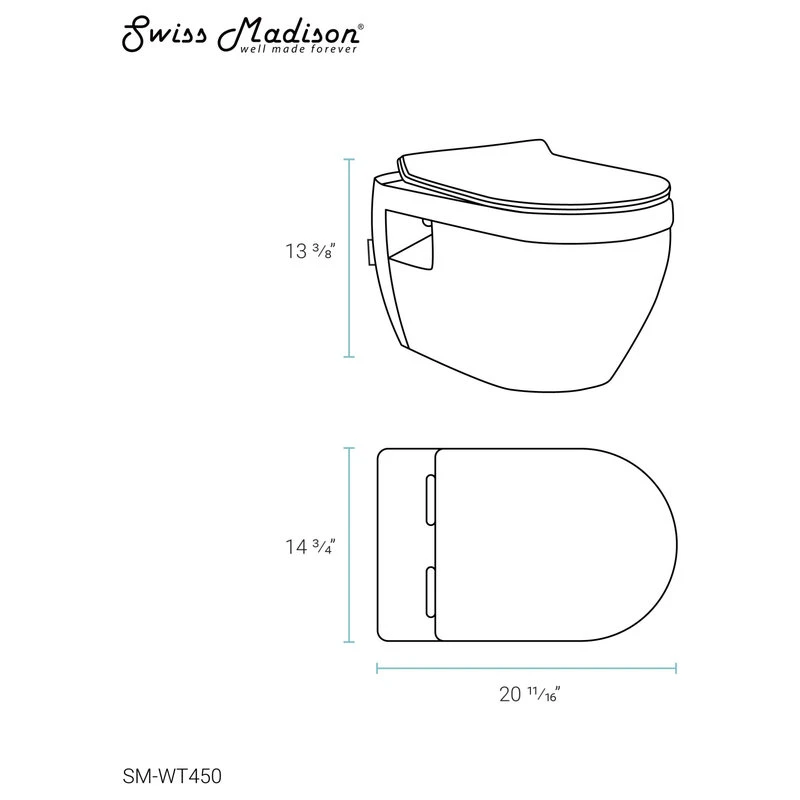 Ivy Wall Hung Elongated Toilet Bowl 0.8/1.28 GPF Dual Flush, Glossy White 15 Ivy Wall Hung Elongated Toilet Bowl 0.8/1.28 GPF Dual Flush, Glossy White - Image 15
