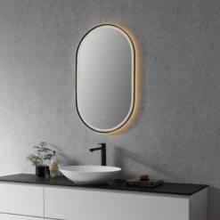 Oleggio Oval 36" Framed Bathroom/Vanity LED Lighted Wall Mirror, Matte Black 18 Oleggio Oval 36" Framed Bathroom/Vanity LED Lighted Wall Mirror, Matte Black -Warm Bathroom bca1cc0c02888273 8111 w800 h800 b0 p0