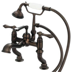 Vintage Classic Deck Mount Tub Faucet With Handshower, Oil Rubbed Bronze Finish