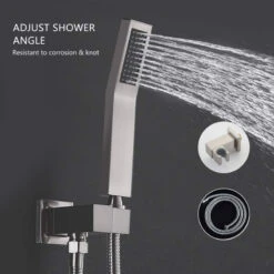 10" Wall Mounted Rainfall Shower System With Tub Spout, Brushed Nickel -Warm Bathroom bd51b6d702510577 6030 w800 h800 b0 p0