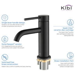 Circular Brass Single Handle Bathroom Faucet KBF1008, Matte Black, With Drain -Warm Bathroom bd71b1580f1b562e 7084 w800 h800 b1 p0
