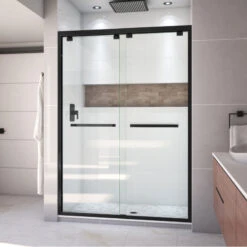 DreamLine Encore 50-54x76 Semi-Frameless Bypass Shower Door, Satin Black