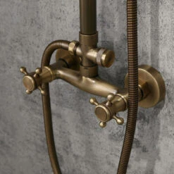 Classic Exposed Brass Two Handle Round Rainshower & Handshower Shower Set -Warm Bathroom bd9143ce0ecb9e50 5939 w800 h800 b0 p0