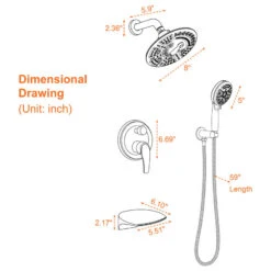 6-Spray Patterns, 1.8 GPM 8" Tub Wall Mount Dual Shower Heads, Brushed Gold -Warm Bathroom be21cfb602fa0112 1579 w800 h800 b1 p0