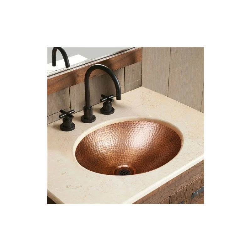 Hammered Copper Oval Bathroom Sink 4 Hammered Copper Oval Bathroom Sink - Image 4