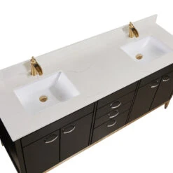 Belluno Composite Stone Vanity Top In Milano White With White Sinks, 73" -Warm Bathroom be418e4d010dd1e4 8080 w800 h800 b0 p0