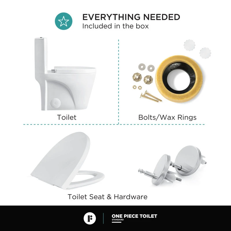 Fine Fixtures Dual-Flush Elongated One-Piece Toilet With High Efficiency Flush, White 7 Fine Fixtures Dual-Flush Elongated One-Piece Toilet With High Efficiency Flush, White - Image 7