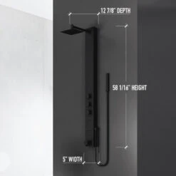 VIGO Bowery Square Spray Head Shower System With Tub Filler, Matte Black -Warm Bathroom bf51719d00bf2c72 9028 w800 h800 b0 p0