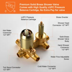 6-Spray Patterns, 1.8 GPM 8" Tub Wall Mount Dual Shower Heads, Brushed Gold -Warm Bathroom bf7173f202fa0113 1579 w800 h800 b0 p0