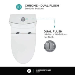 Fine Fixtures Dual-Flush Elongated One-Piece Toilet With High Efficiency Flush, White 11 Fine Fixtures Dual-Flush Elongated One-Piece Toilet With High Efficiency Flush, White -Warm Bathroom bfd1dc2602e2dc73 8112 w800 h800 b0 p0