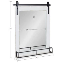 Cates Framed Wall Mirror With Shelf, White 24x31 -Warm Bathroom c031fa6401ef1b98 6238 w800 h800 b1 p0