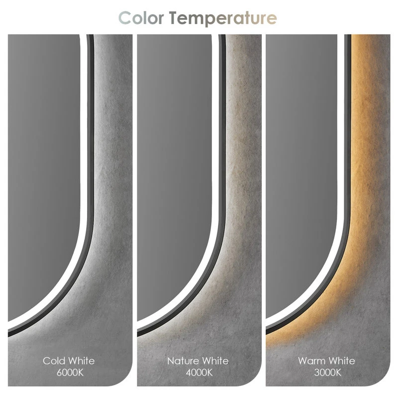 Oleggio Oval 36" Framed Bathroom/Vanity LED Lighted Wall Mirror, Matte Black 3 Oleggio Oval 36" Framed Bathroom/Vanity LED Lighted Wall Mirror, Matte Black - Image 3