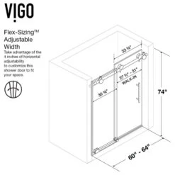 VIGO 64x74 Elan Frameless Sliding Shower Door, Matte Gold 25 VIGO 64x74 Elan Frameless Sliding Shower Door, Matte Gold -Warm Bathroom c0c1ed770f5a40f0 7241 w800 h800 b1 p0