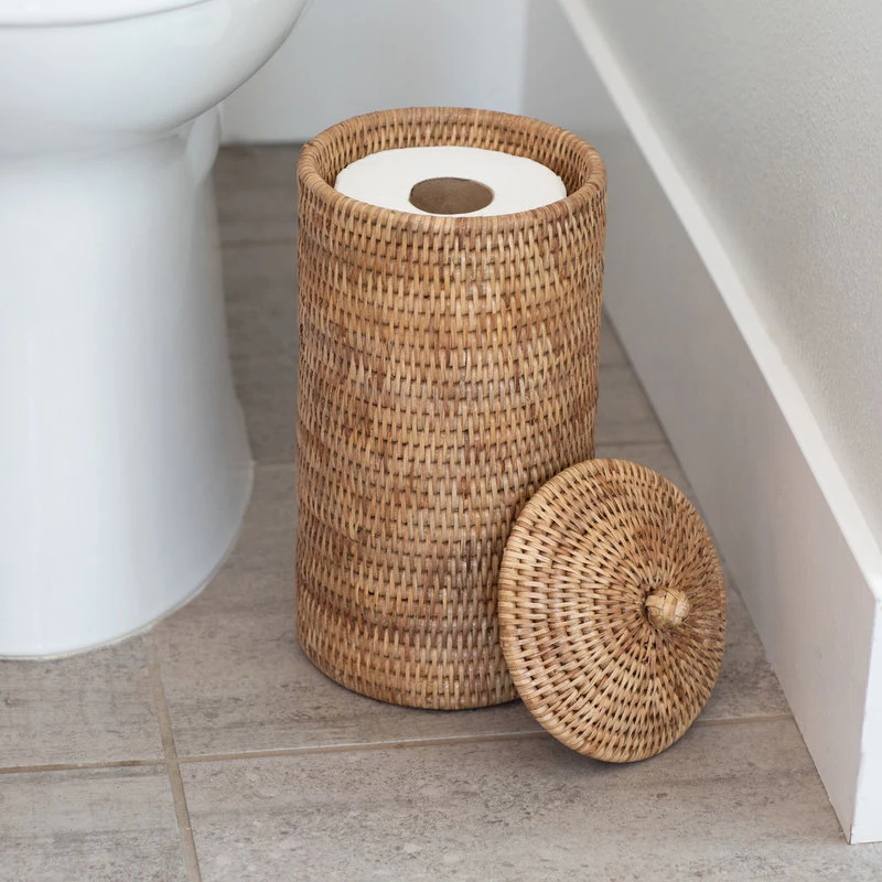 Artifacts Rattan Double Toilet Roll Holder, Honey Brown 2 Artifacts Rattan Double Toilet Roll Holder, Honey Brown - Image 2