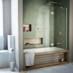 DreamLine Aqua 48 In. W X 58 In. H Frameless Hinged Tub Door In Brushed Nickel