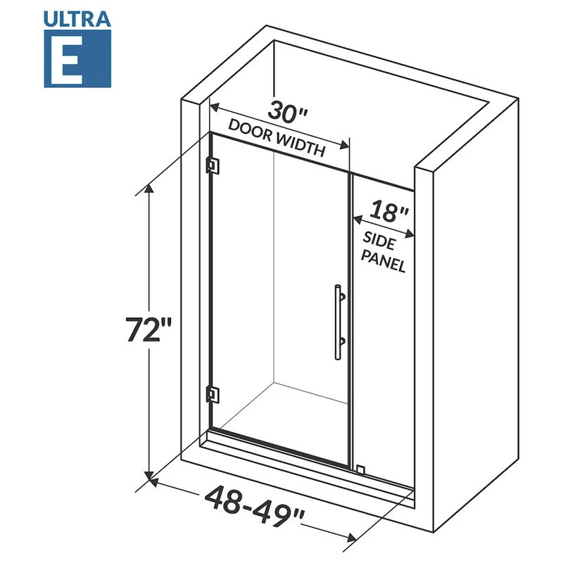 Swing Out Shower Door Ultra-E, Brushed Nickel, Brushed Nickel, 48-49"x72" 3 Swing Out Shower Door Ultra-E, Brushed Nickel, Brushed Nickel, 48-49"x72" - Image 3