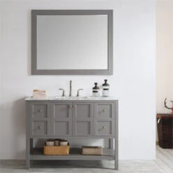 Vinnova Florence 48" Bathroom Vanity Framed Wall Mirror In Gray 8 Vinnova Florence 48" Bathroom Vanity Framed Wall Mirror In Gray -Warm Bathroom c2712bf30fcee2ae 5361 w800 h800 b0 p0