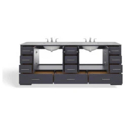 The Laurel Bathroom Vanity, Deep Gray, 84", Double Sink, Freestanding 24 The Laurel Bathroom Vanity, Deep Gray, 84", Double Sink, Freestanding -Warm Bathroom c321fa7303f6a035 7519 w800 h800 b1 p0