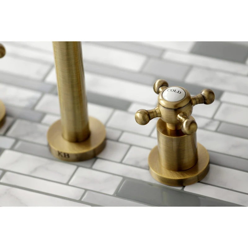 KS8023BX Two-Handle Wall Mount Tub Faucet, Antique Brass 2 KS8023BX Two-Handle Wall Mount Tub Faucet, Antique Brass - Image 2