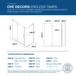 Endless TA1383251 Tampa Corner And Base 72" W X 74 3/4" H SN -Warm Bathroom c391e75103d9da13 1741 w800 h800 b0 p0
