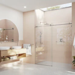 68-72"x78" Frameless Sliding Shower Door, Polished Chrome