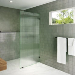 36"x78" Frameless Shower Door Single Fixed Panel Fluted, Matte Black -Warm Bathroom c3e1f02402d59309 5024 w800 h800 b0 p0