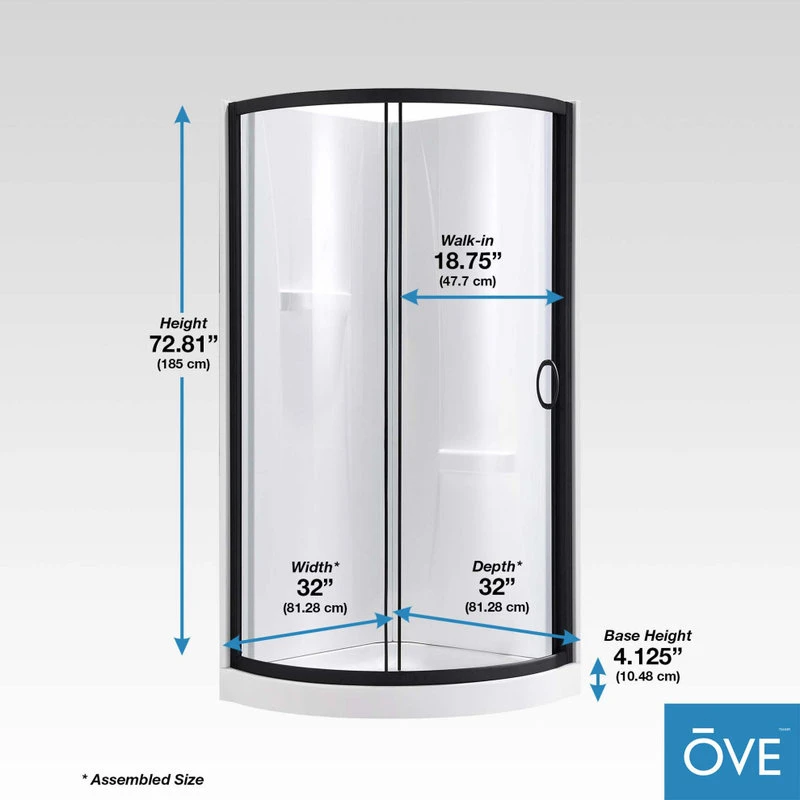 Ove Decors Breeze 32 Shower Kit, Clear Glass Walls And Base, Black 3 Ove Decors Breeze 32 Shower Kit, Clear Glass Walls And Base, Black - Image 3