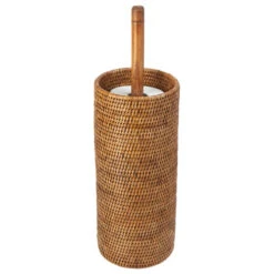 La Jolla Handwoven Rattan Toilet Roll Stand, 3 Rolls, Honey-Brown