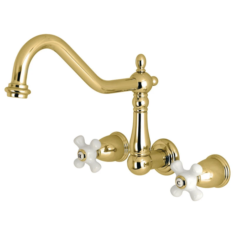 Kingston Brass Wall Mount Tub Faucet, Polished Brass 1 Kingston Brass Wall Mount Tub Faucet, Polished Brass