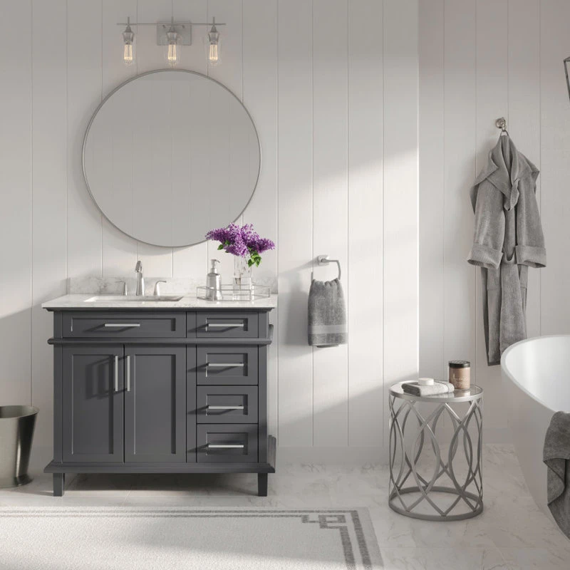 The Helm Bathroom Vanity, Gray, 42", Single Sink, Freestanding 3 The Helm Bathroom Vanity, Gray, 42", Single Sink, Freestanding - Image 3