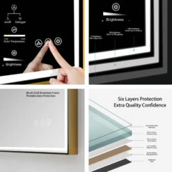 Fogless, Dimmable, Color Temperature Adjustable LED Mirror, Brush Gold, 24x36 18 Fogless, Dimmable, Color Temperature Adjustable LED Mirror, Brush Gold, 24x36 -Warm Bathroom c4f16ad60e50057a 6955 w800 h800 b0 p0